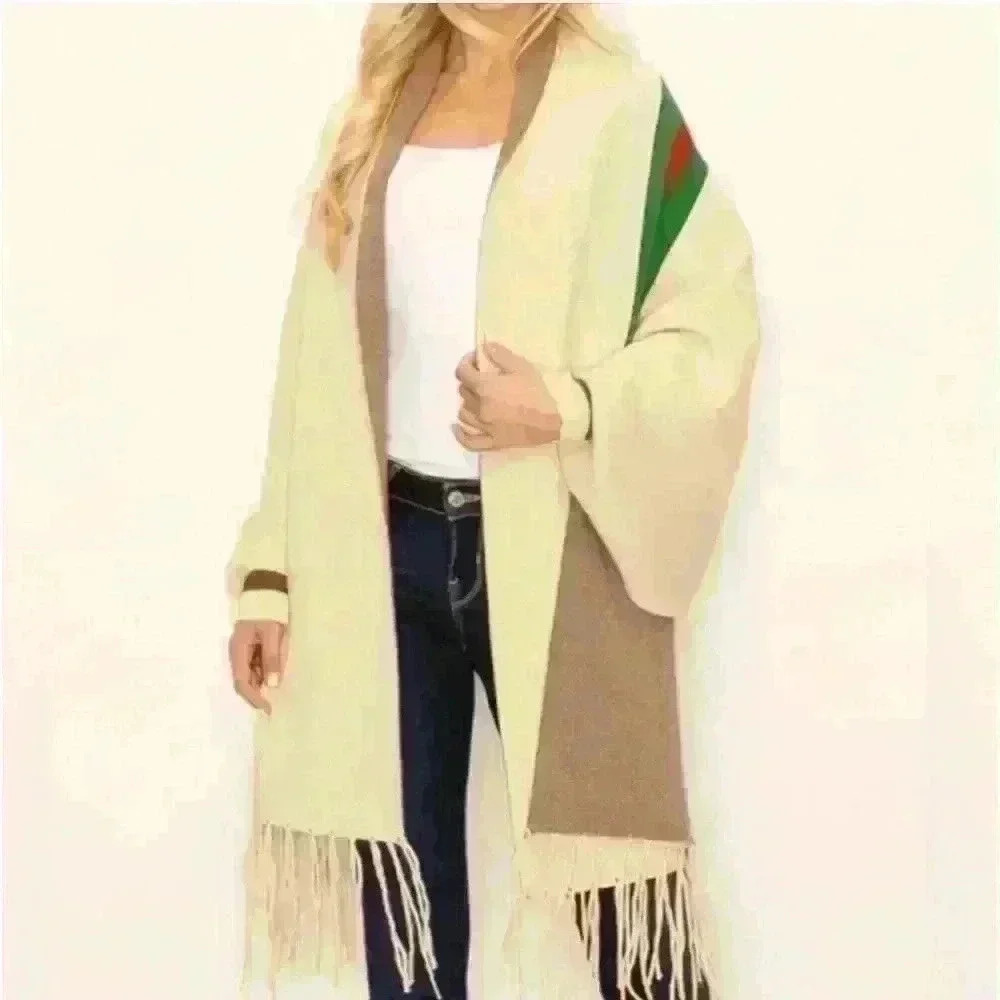 Fashion sweater poncho preppy